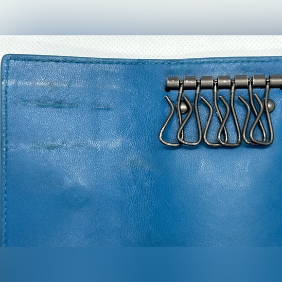 BOTTEGA VENETA EUC ROYAL BLUE INTRECCIATO LAMBSKIN 6 RING KEY HOLDER - Picture 11 of 14